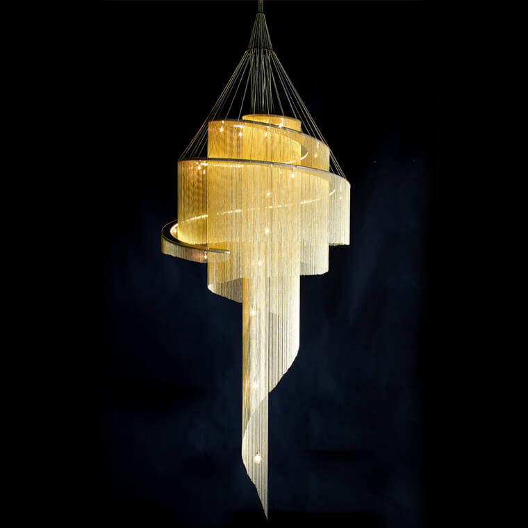 Scandinavian Postmodern Spiral Chandelier