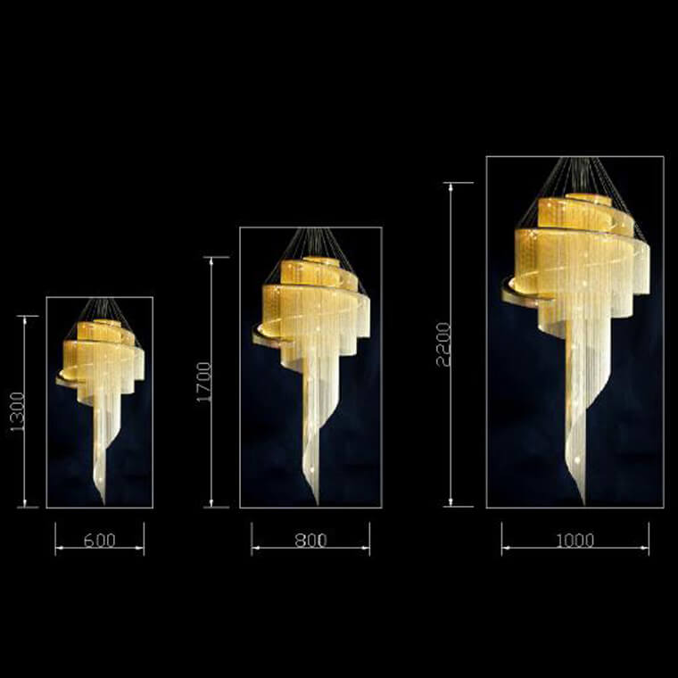 Scandinavian Postmodern Spiral Chandelier