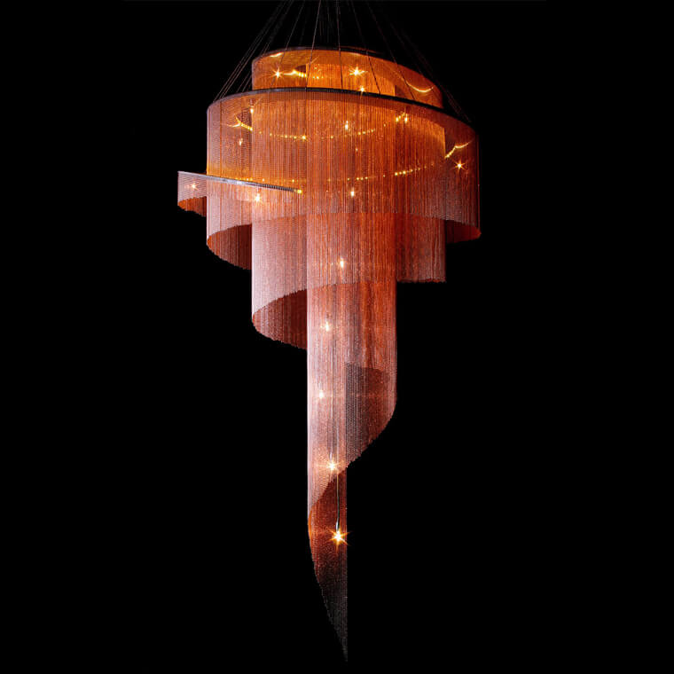 Scandinavian Postmodern Spiral Chandelier