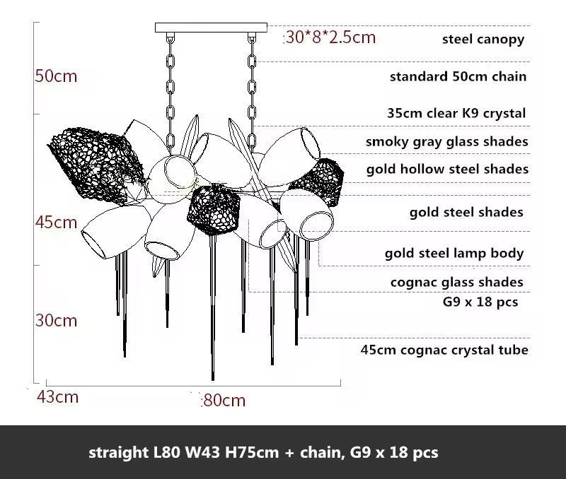 Modern K9 Linear Crystal Glass Chandelier - Urban Ashram