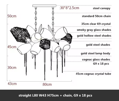 Modern K9 Linear Crystal Glass Chandelier - Urban Ashram