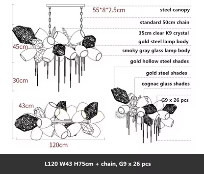 Modern K9 Linear Crystal Glass Chandelier - Urban Ashram