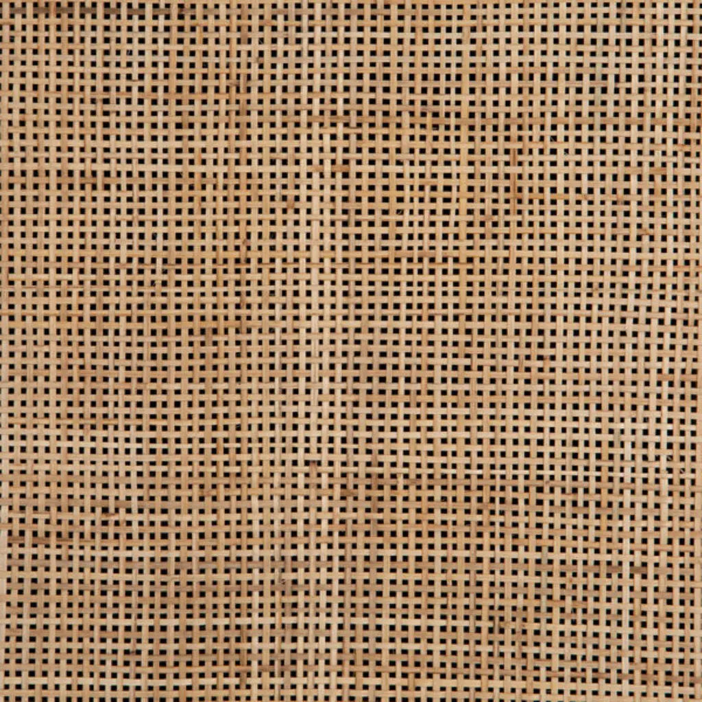 Close-up view of the textured wicker pattern on the Carmel Wooden Sideboard, showcasing its repetitive square design in natural brown and beige hues.