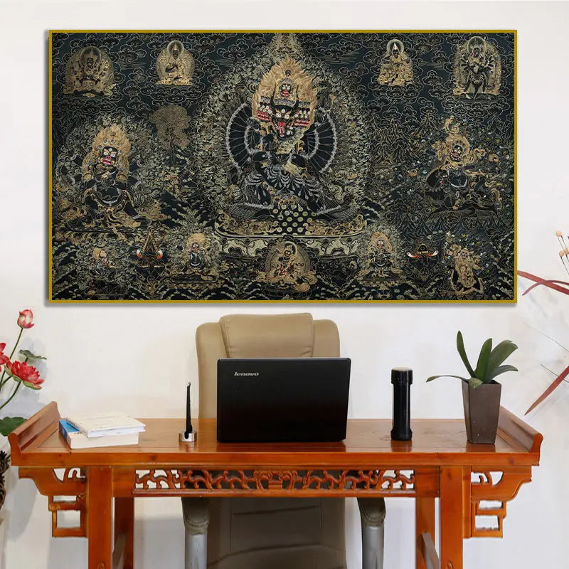 Thangka Buddha Style Canvas Painting - Urban Ashram