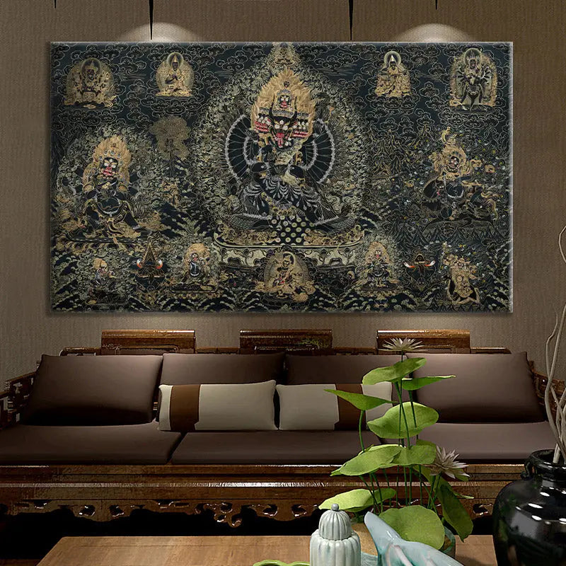 Thangka Buddha Style Canvas Painting - Urban Ashram