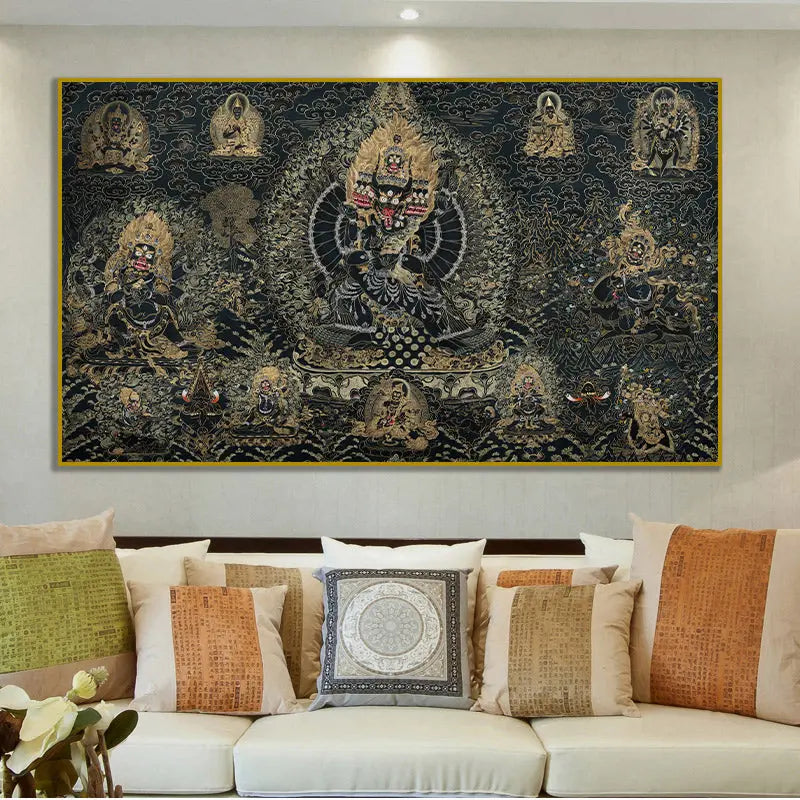 Thangka Buddha Style Canvas Painting - Urban Ashram