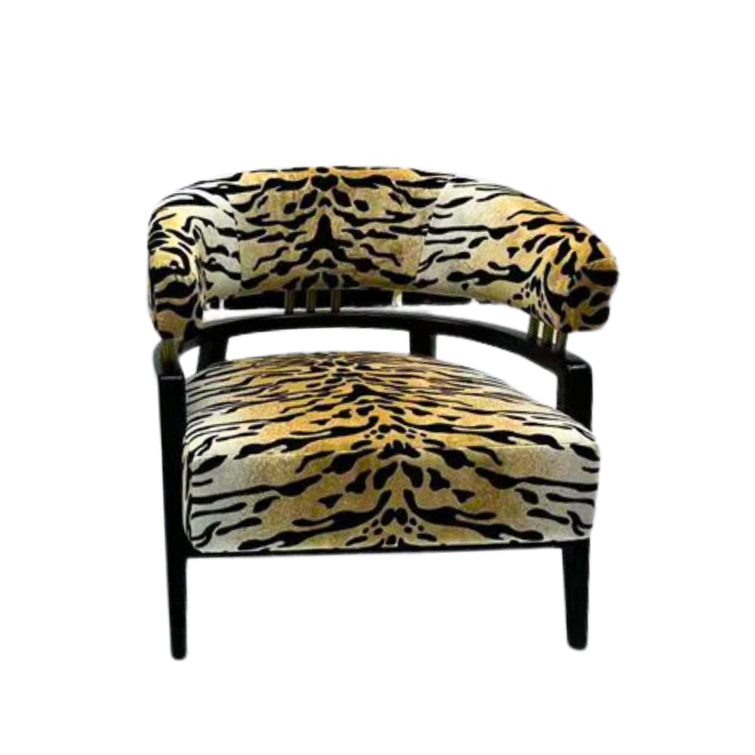 Tiger Print Velvet Luxury Art Deco Lounge Chair - Urban Ashram