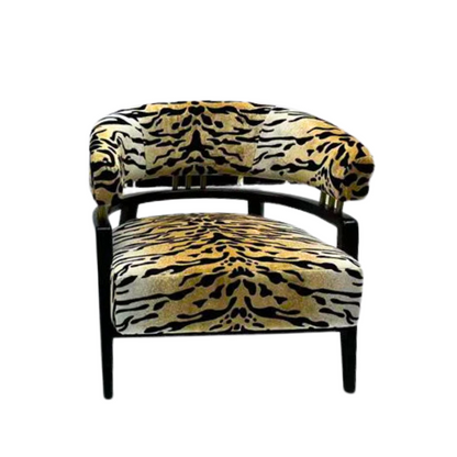 Tiger Print Velvet Luxury Art Deco Lounge Chair - Urban Ashram