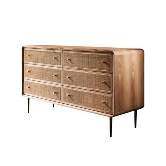 Merrilliz 6 Drawer Nordic Rattan Storage Chest - Urban Ashram