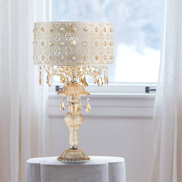 Wholesale 24"H Champagne Jeweled Table Lamp - Urban Ashram