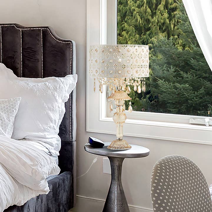 Wholesale 24"H Champagne Jeweled Table Lamp - Urban Ashram