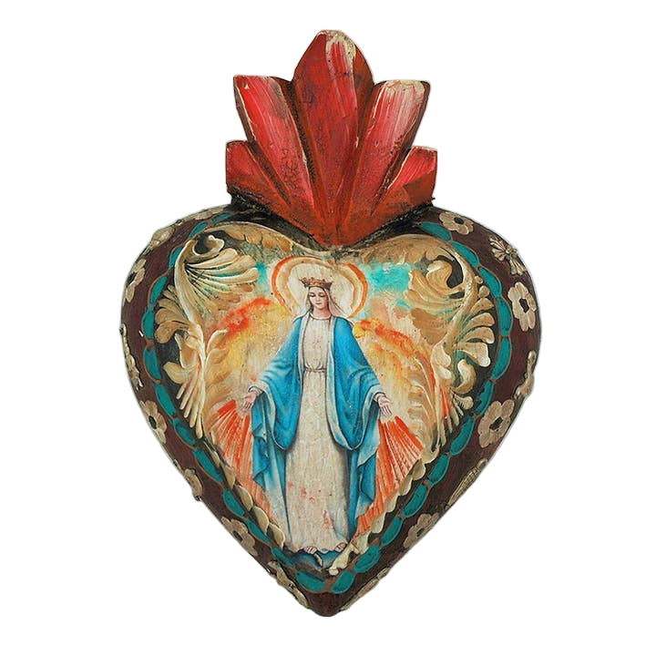 Handcrafted Mexican Painted Wood Heart Decor - 'Grace' by Contreras Designs - Urban Ashram