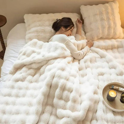 Luxurious Faux Rabbit Fur Throw Blanket - Urban Ashram
