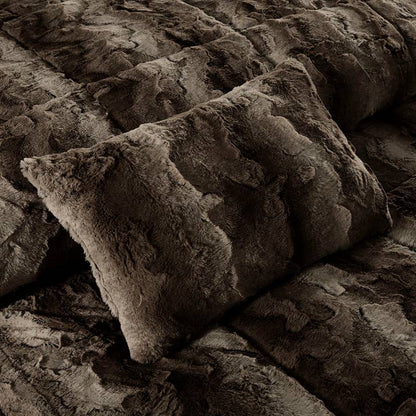 Wholesale Long Faux Fur 4-Piece Comforter Set, Brown