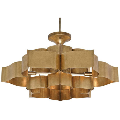 Grand Lotus 30" Wide Antique Gold Leaf Chandelier - Urban Ashram