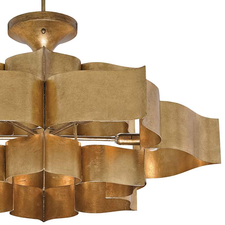 Grand Lotus 30" Wide Antique Gold Leaf Chandelier - Urban Ashram