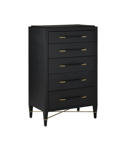 Verona Black Five-Drawer Chest - Classic Bedroom Storage