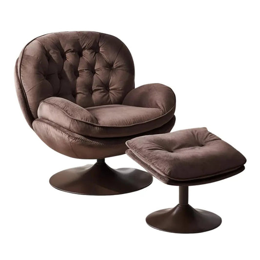 Edwin Velvet Swivel Lounge Chair and Ottoman - Urban Ashram