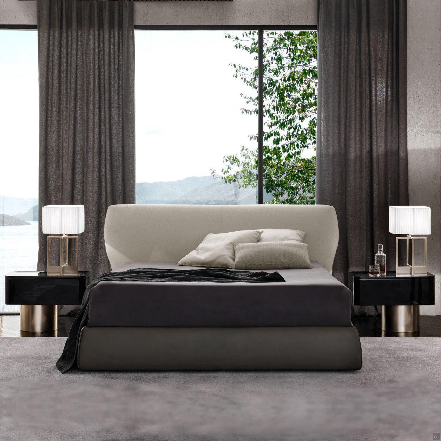 Noir Éclat Mid‑Century Wood & Stainless Steel Bedside Table - Urban Ashram