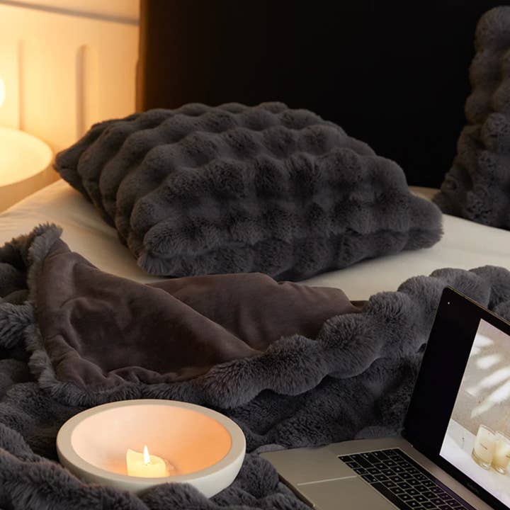 Luxurious Faux Rabbit Fur Throw Blanket - Urban Ashram