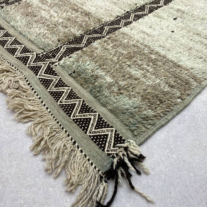 Handmade Black and White Wool Beni Ourain Rug - Urban Ashram