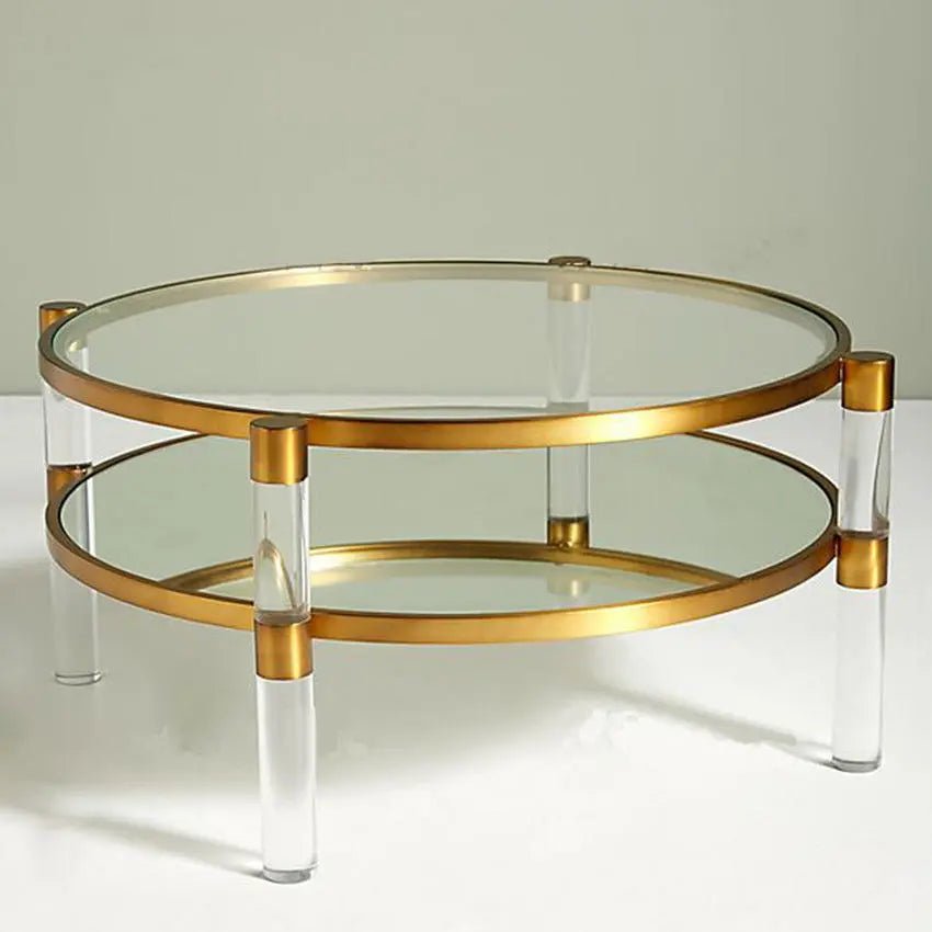 Gold Brass Acrylic Coffee Table - Urban Ashram