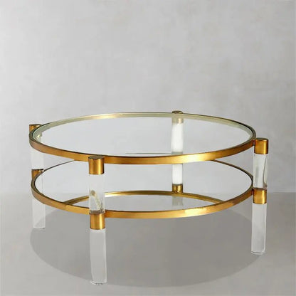 Gold Brass Acrylic Coffee Table - Urban Ashram