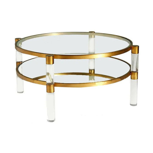 Gold Brass Acrylic Coffee Table - Urban Ashram