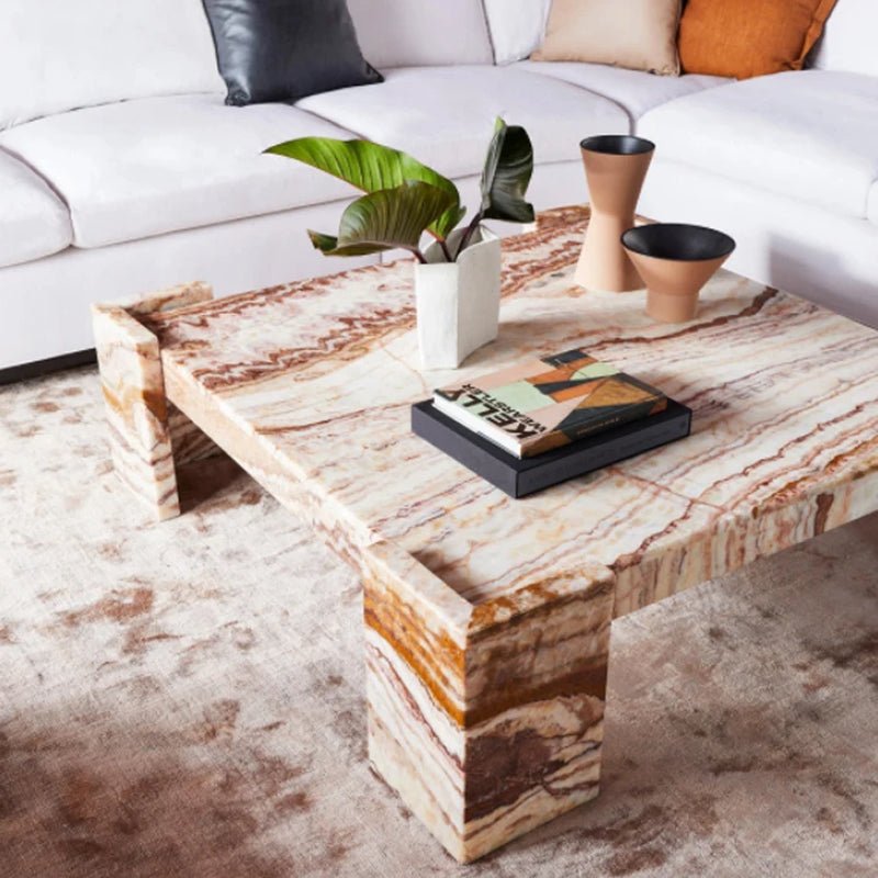 Gypsum Marble Coffee Table - Urban Ashram