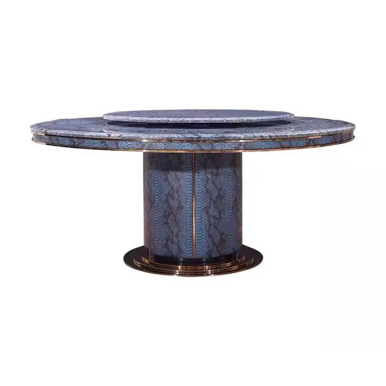 Le Surreal Crocodile Marble and Leather Dining Table - Urban Ashram