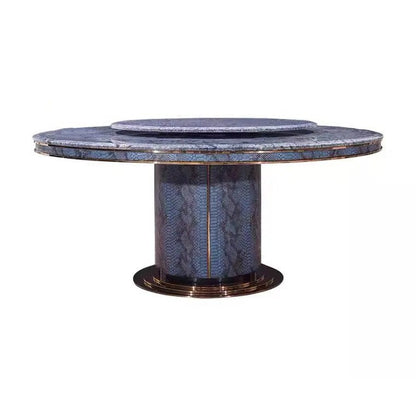 Le Surreal Crocodile Marble and Leather Dining Table - Urban Ashram