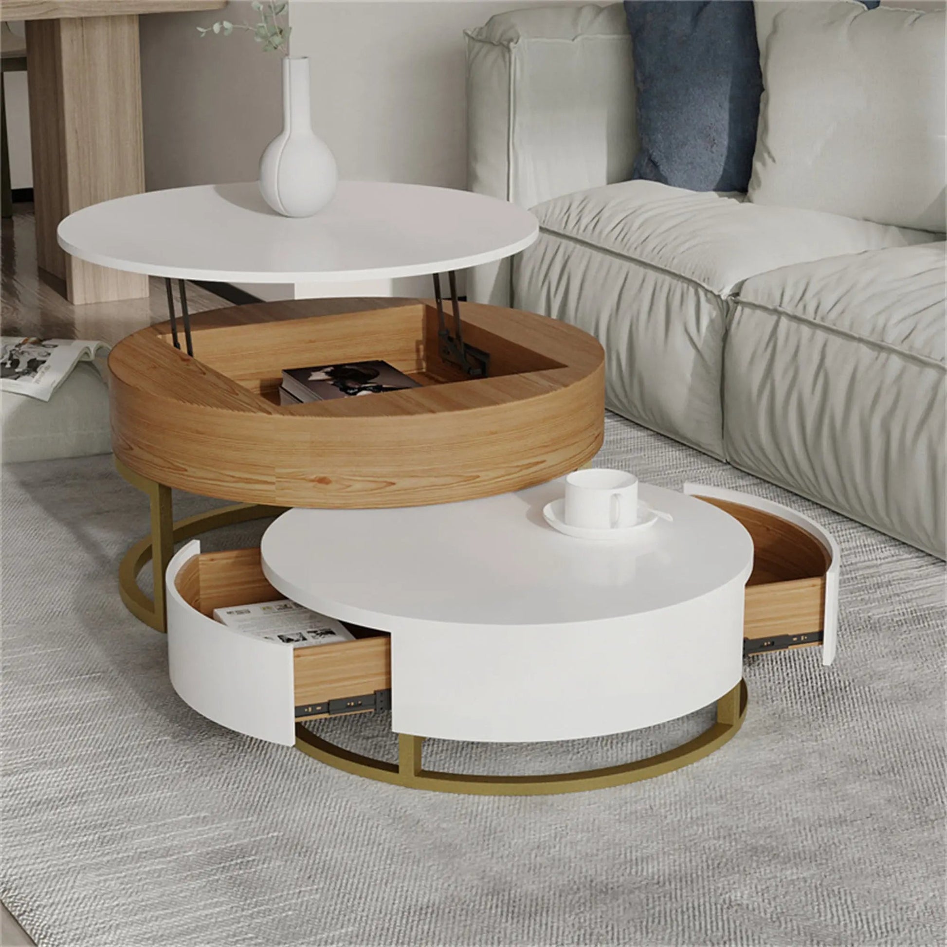 Margot Coffee Table with Rotatable Drawers - Urban Ashram