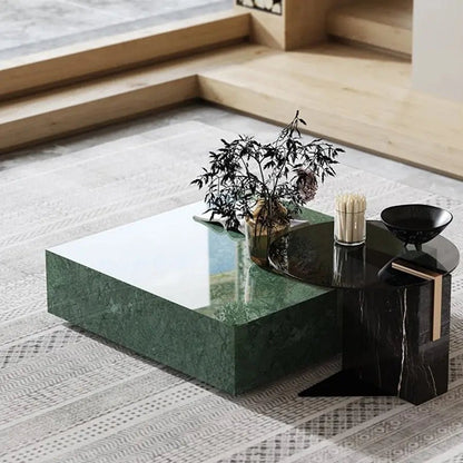 Modern Green Marble Top Coffee Table - Urban Ashram