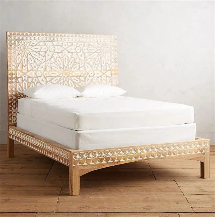 Nadi Solid Hand Carved Bed - Urban Ashram