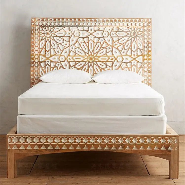 Nadi Solid Hand Carved Bed - Urban Ashram