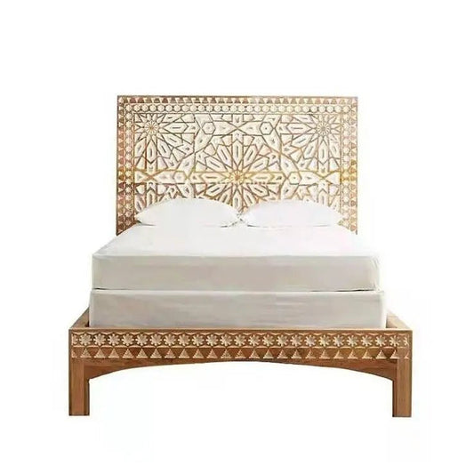 Nadi Solid Hand Carved Bed - Urban Ashram