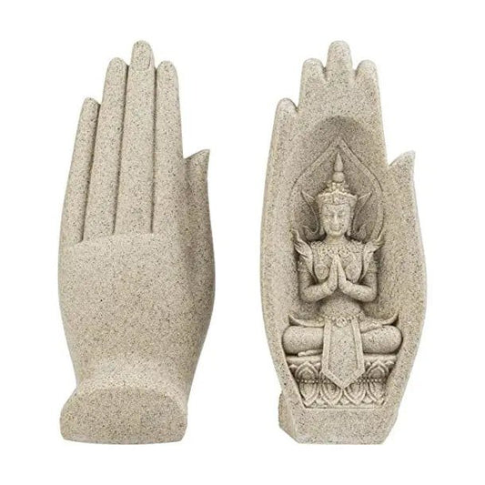 Sandstone Buddha Praying Hands - Urban Ashram