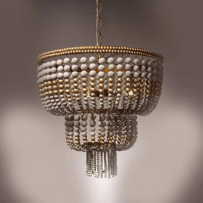 Seville Weathered Wood Beaded Chandelier - Urban Ashram