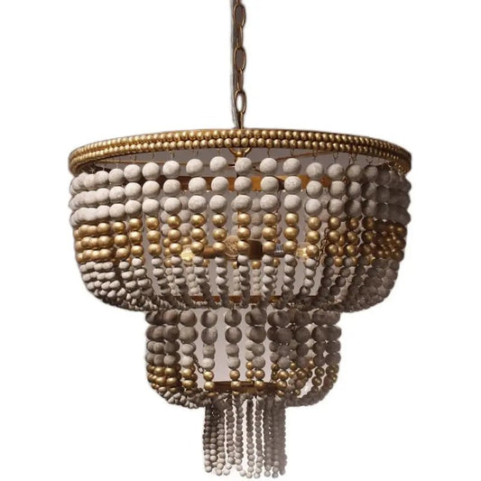 Seville Weathered Wood Beaded Chandelier - Urban Ashram