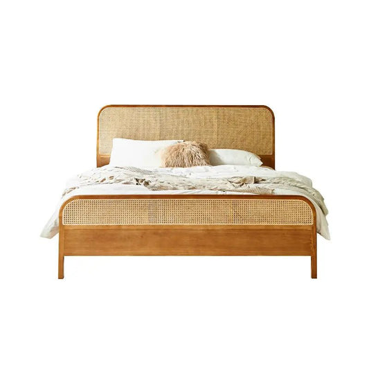 Tula Wooden Rattan Bed - Urban Ashram