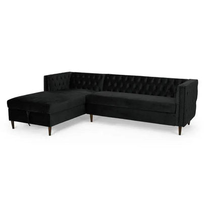 Velvet Functional Storage Sectional Sofa - Urban Ashram