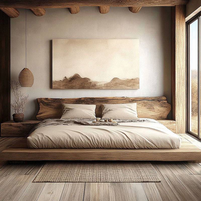 Wabi - sabi Solid Wooden Bed - Urban Ashram