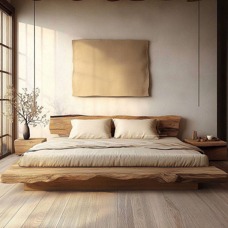 Wabi - sabi Solid Wooden Bed - Urban Ashram