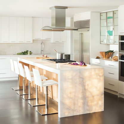 Multifunctional Luminous Kitchen Island | Backlit Onyx Kitchen Island – Custom Luxury Stone Countertop with LED Illumination - Urban Ashram